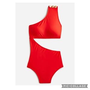J. Crew Cutout One Piece Swimsuit in Red NEW